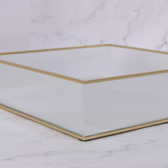 Органайзер для хранения «RIPPLES», стеклянный, с зеркальным дном, 1 секция, 24 × 24 × 6 см, цвет прозрачный/медный