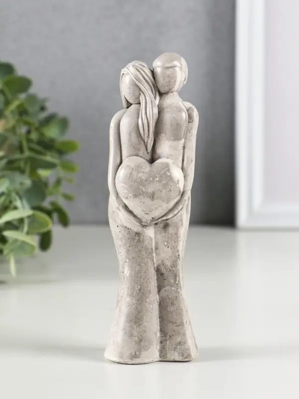 Фигура гипс Фигура гипс "Пара сердце" 14х4,5 см, под камень