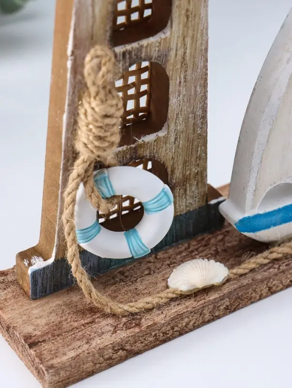 Сувенир интерьерный дерево "Парусник и маяк" 6х19х20,5 см