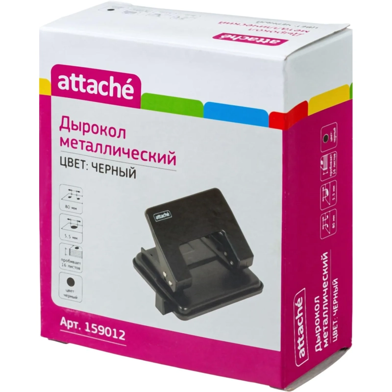 Дырокол ATTACHE WD204 до 16л., металл., черный
