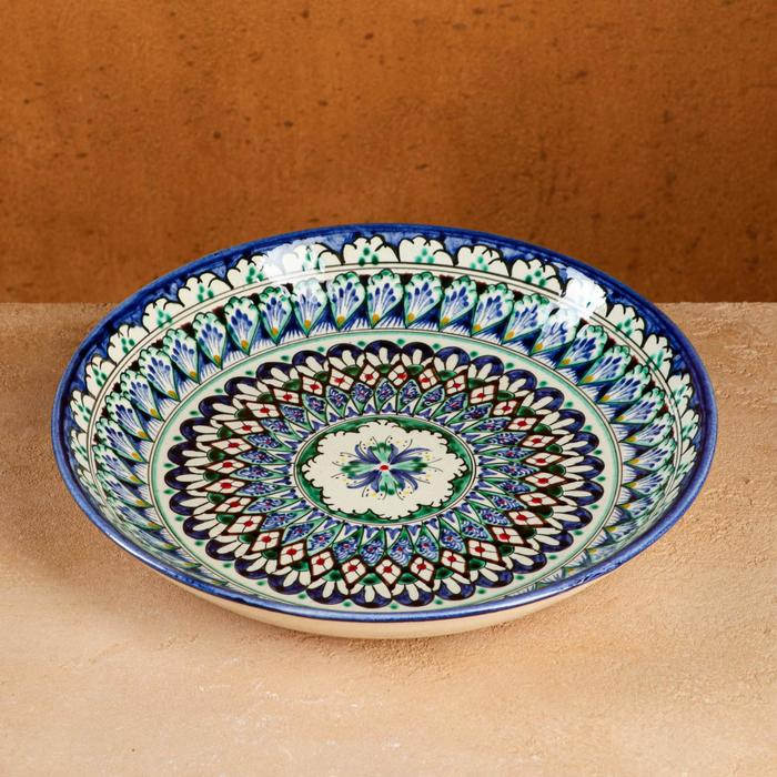 Ляган Риштанская Керамика  Ляган Риштанская Керамика "Узоры", 25 см, синий