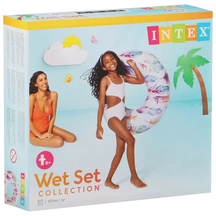 Круг для плавания &laquo;Узоры&raquo;, надувной, d=97 см, от 9 лет, с ручками, МИКС, 58263NP INTEX