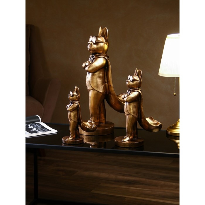 Набор подставок для мелочей «Бульдог стоящий», полистоун, 58 см, цвет золото Набор подставок для мелочей «Бульдог стоящий», полистоун, 58 см, цвет золото