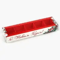 Коробка под 5 конфет с ячейками «Снегири», 6 х 23 х 3 см