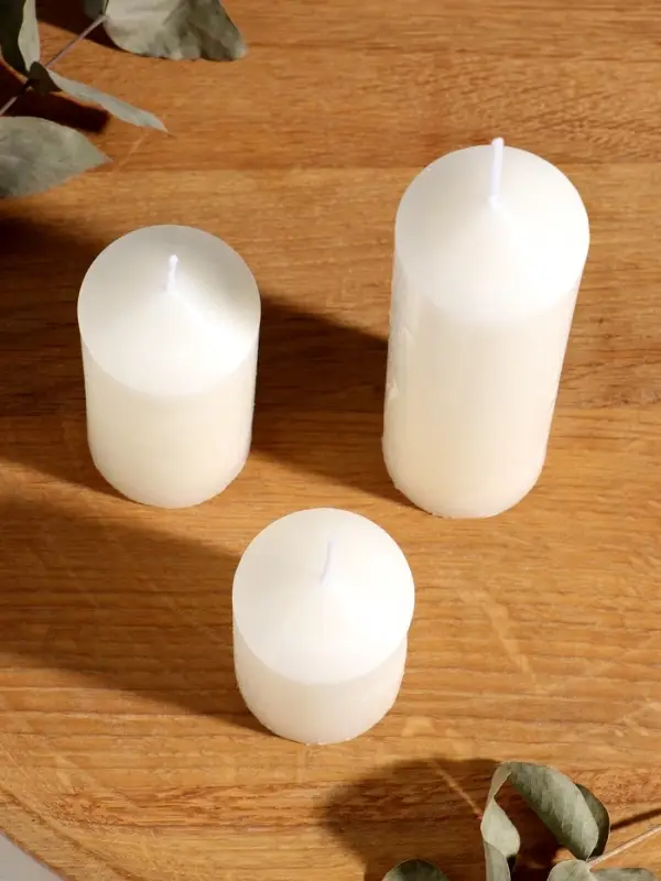 Набор свечей "Столбики белые" 3 шт d=4,5 см h=7; 10 и 15 см 9х8,5х15 см