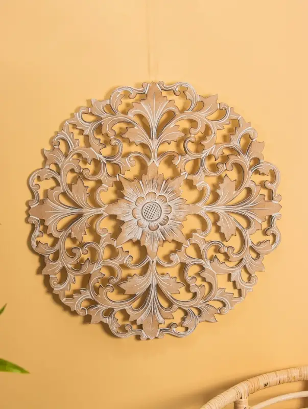 Панно "Цветочный орнамент" МДФ, 60х60х1 см, цв. бежево-белый