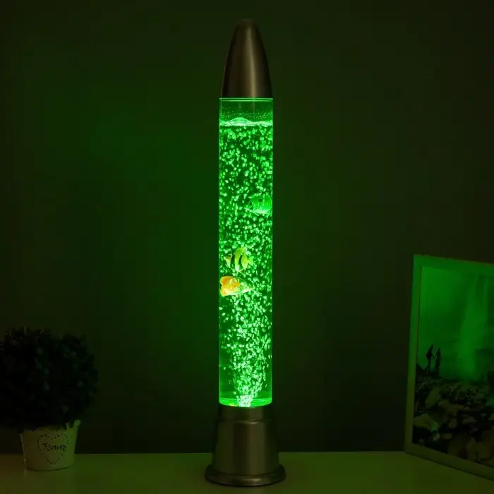 Лава - лампа RISALUX &laquo;Ракета-аквариум&raquo;, подсветка, RGB, от сети 220 В, серебристая, 10&times;10&times;70 см