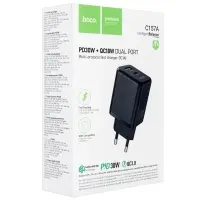 Переходник сетевого зарядного устройства на Type-C PD30W + USB QC3.0  C157A HOCO черный