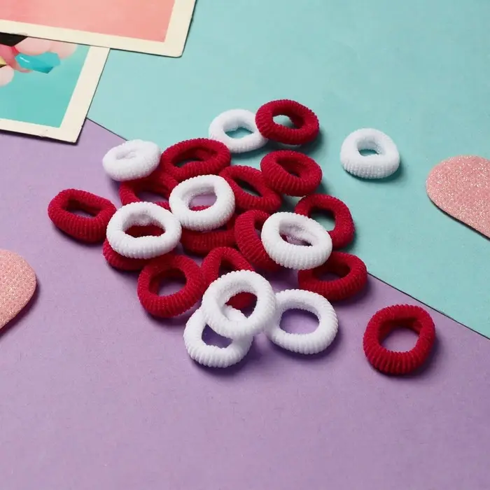 Резинка для волос  Резинка для волос "Махрушка спорт" (набор 100 шт) 1,5 см, малиново-белый