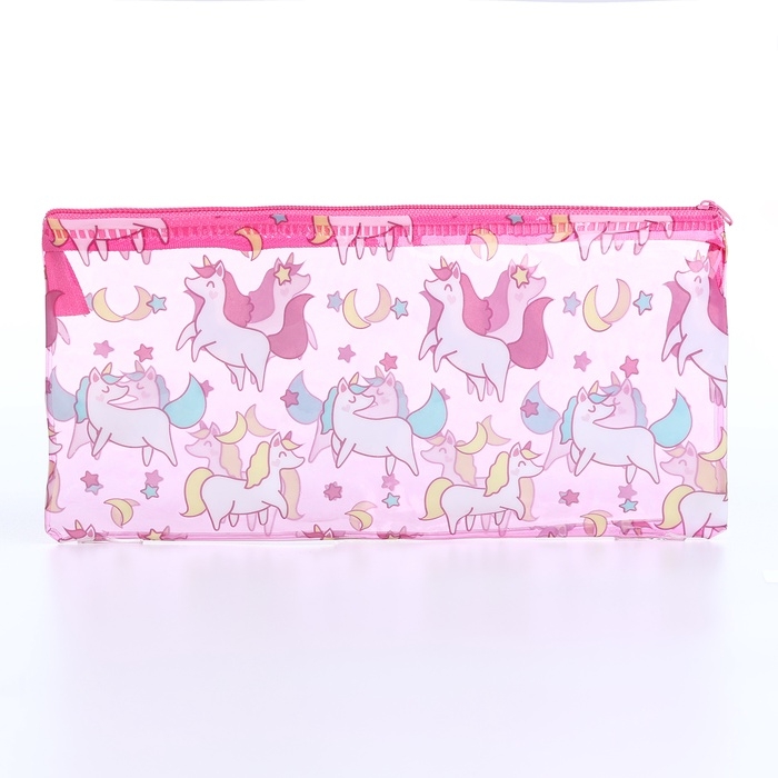Косметичка-пенал Единороги, 20,5*0,5*9,5см, отд на молнии, розовый Косметичка-пенал Единороги, 20,5*0,5*9,5см, отд на молнии, розовый