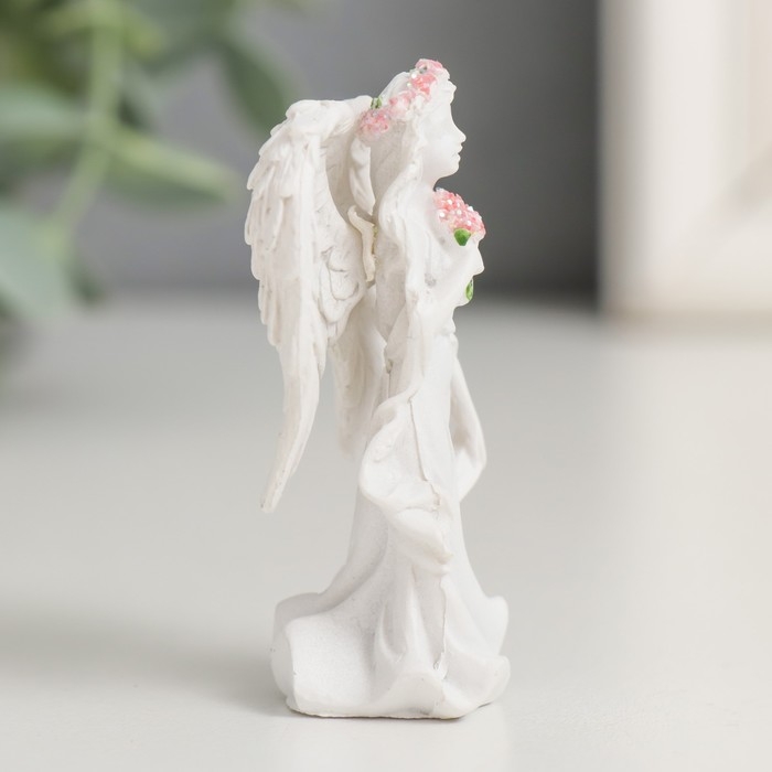 Сувенир полистоун Сувенир полистоун "Ангел-девушка в розовом венке - благодарность" МИКС 3,8х6х3 см