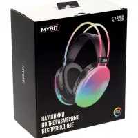Наушники беспроводные, полноразмерные, Mybit W-33, RGB подсветка, Bluetooth 5.3, 800 мАч, Type-C, RGB подсветка, чёрные