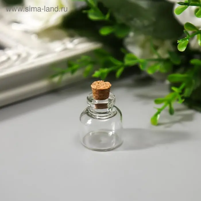 Декор для творчества стекло  Декор для творчества стекло "Бутылочка с пробкой" 2,5х2,2х2,2 см