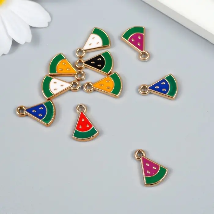 Декор для творчества пластик под металл "Кусочек арбуза" МИКС набор 10 шт 1,2х1,7 см