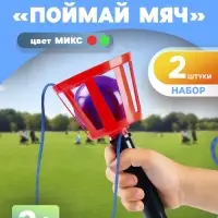Игра &laquo;Поймай мяч&raquo;, корзинка d=10.5 см, мячик d=7.5 см 2 шт. (набор), МИКС
