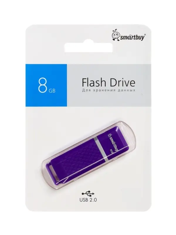 Флешка Smartbuy Quartz series Violet, 8 Гб, USB 2.0, чтение до 25 Мб/с, запись до 15 Мб/с, фиолетовая