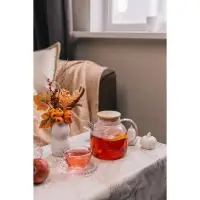Чайник заварочный BellaTenero &laquo;Эко&raquo;, 1.35 л, с бамбуковой крышкой, металлический фильтр, стекло, прозрачный