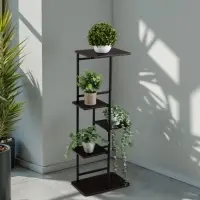 Подставка для цветов Greengo, 5 полок, 36&times;23&times;94 см, напольная, каркас металл, полки МДФ, чёрная