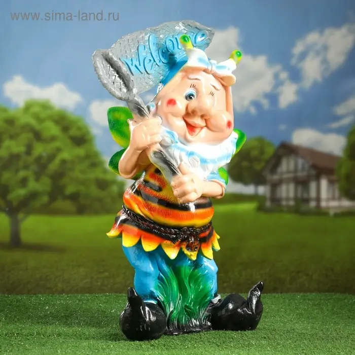 Садовая фигура  Садовая фигура "Гном с сачком" 50х20х17см