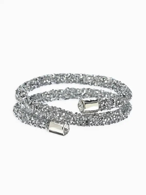 Браслет-пружинка &laquo;Шанталь&raquo;, 2 ряда, цвет серебро, d=7 см