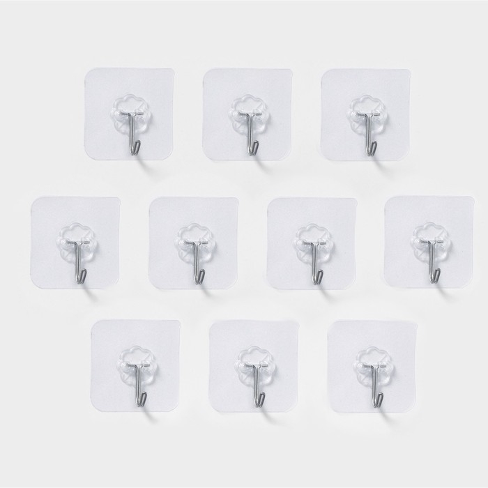 Набор самоклеящихся крючков, 10 шт, размер 5,6×5,6 см
