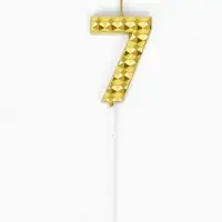 Свеча для торта &laquo;Элемент&raquo;, цифра "7" золотая