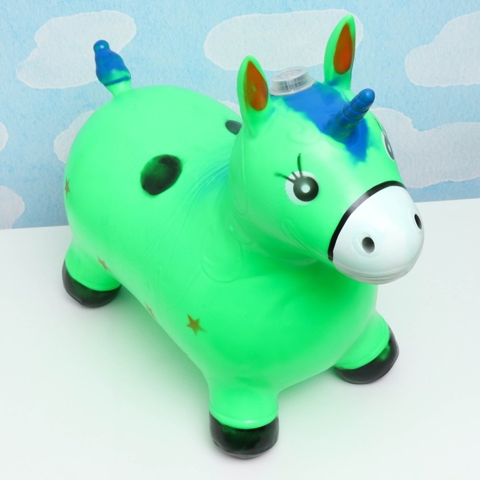 Игрушка - прыгун детская  Игрушка - прыгун детская "Музыкальный Единорог" резиновая надувная, 50х30см, зеленый