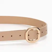 Ремень женский, 2.8&times;105 см, 1 прокол, золотистая пряжка, бежевый