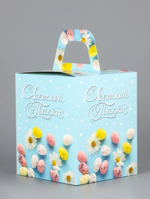 Коробка подарочная пасхальная с окном &laquo;Небесная голубая&raquo; 15&times;15&times;18 см