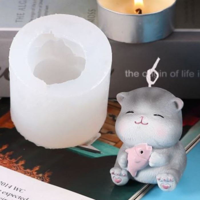 Молд силикон Молд силикон "Котик с рыбкой" 4,5х4,6х4,6 см