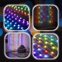 Умная гирлянда &laquo;Нить&raquo; 5 м, роса с насадками &laquo;Шарики&raquo;, IP20, черный провод, 100 LED, пульт ДУ, приложение, свечение RGB, USB