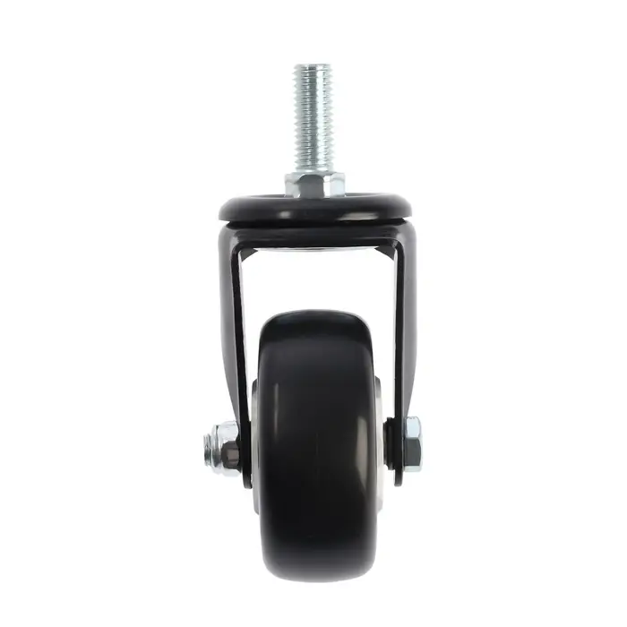 Колесо мебельное ТУНДРА, d=75 мм, поворотное, с футоркой 12&times;30 мм, без тормоза, черное