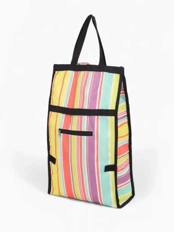 Сумка тележка хозяйственная, складная, на липучке, 2 колеса, наружный карман, 32&times;13&times;52 см, разноцветная