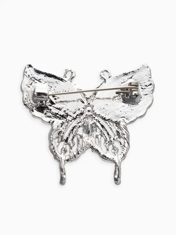 Брошь  Брошь "Бабочка", цвет бело-голубая в серебре