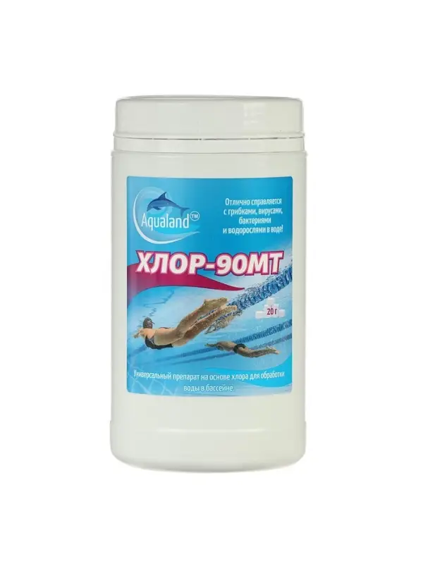 Дезинфицирующее средство Aqualand Хлор-90МТ, таблетки 20 г, 1 кг