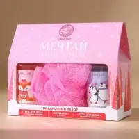 Новогодний подарочный набор косметики &laquo;Мечтай&raquo;: гель для душа 2&times;100 мл и мочалка для тела, URAL LAB