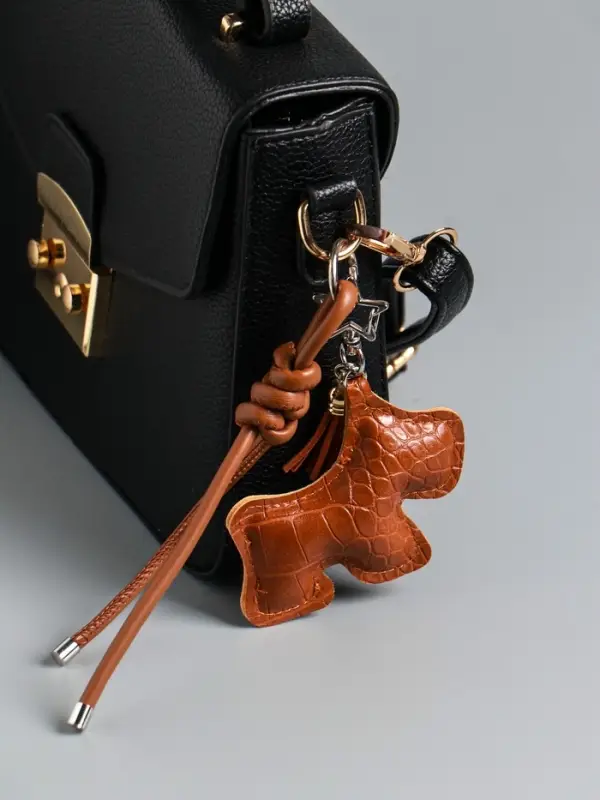 Брелок на карабине кожзам  Брелок на карабине кожзам "Терьер" с узлом, шоколад 14х8х1,2 см