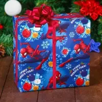 Бумага упаковочная глянцевая «С Новым Годом!», Человек-паук, 70 х 100 см Бумага упаковочная глянцевая «С Новым Годом!», Человек-паук, 70 х 100 см