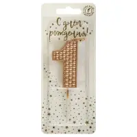 Свеча в торт на шпажке "Жемчужная", цифра "1", шампань