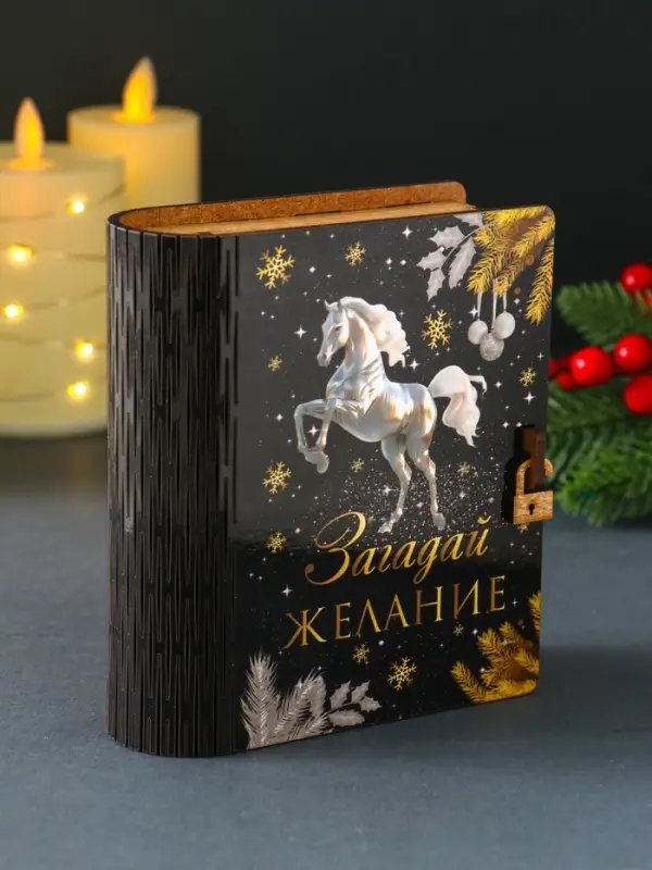Новогодняя копилка-шкатулка "Загадай желание" 14х12х5 см