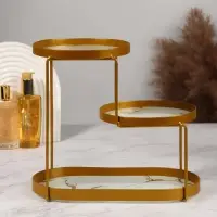 Органайзер для хранения, 3 секции, 30&times;17&times;26.5 см, цвет золотистый, белый