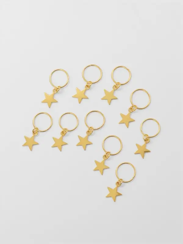 Пирсинг для волос &laquo;Звезда&raquo;, 2.8&times;1.3 см, 10 шт., цвет золотистый