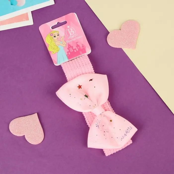 Повязка для волос Повязка для волос "Выбражулька" падающая звезда, 16х3 см, розовый