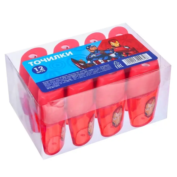 Точилка пластиковая, красная, «Мстители»
