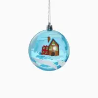 Ёлочные игрушки &laquo;Зимний домик&raquo;, шары новогодние, d=8 см, набор 6 шт., голубой
