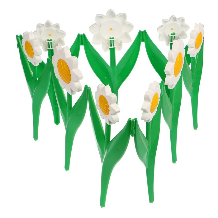 Ограждение декоративное, 32.5 × 225 см, 5 секций, пластик, белый цветок «Ромашка»