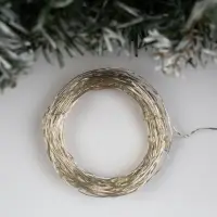 Гирлянда &laquo;Нить&raquo; 10 м, роса, IP20, серебристая нить, 100 LED, свечение белое, мерцание белым, 12 В