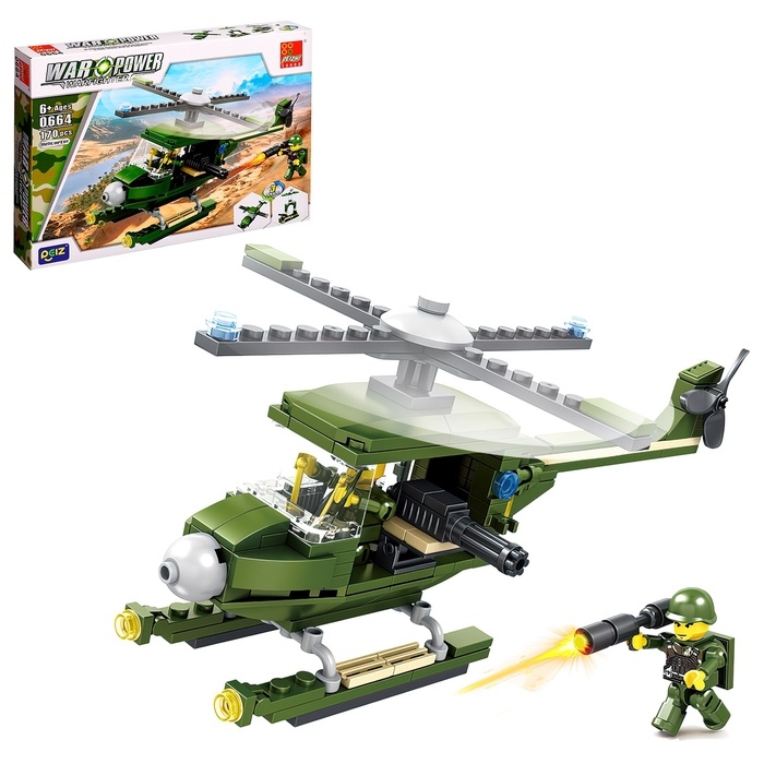 Конструктор блочный Военные &laquo;Современная техника. Вертолёт&raquo;, 170 деталей