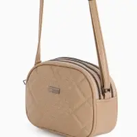 Сумка женская кросс-боди на молнии, 19&times;7&times;15 см, в клетку, бежевая