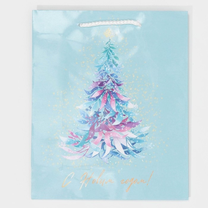 Пакет подарочный новогодний ламинированный «Ёлочка», ML 21 х 25 х 8 см